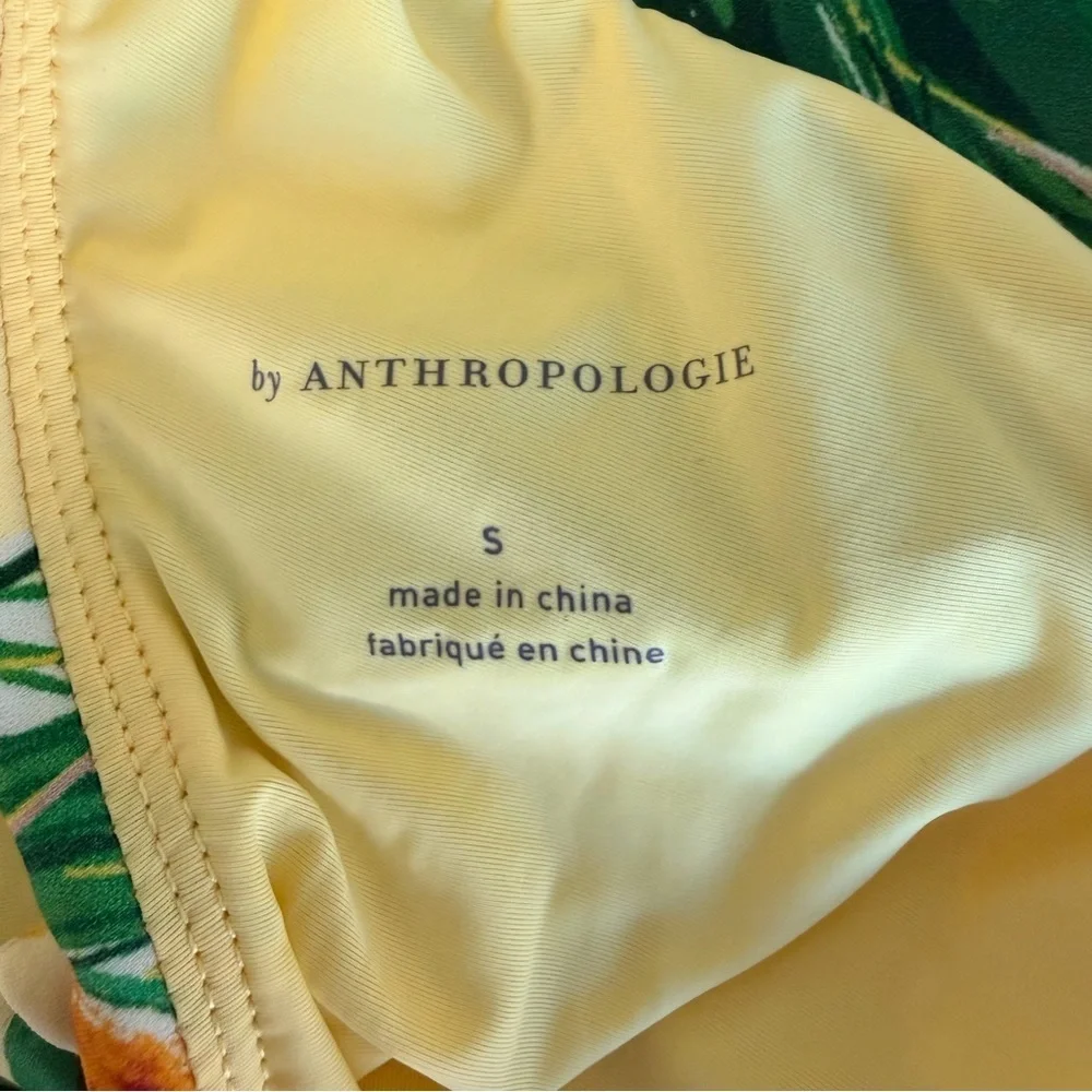Anthropologie Pineapple Yellow and Green High Neck Swimsuit | S